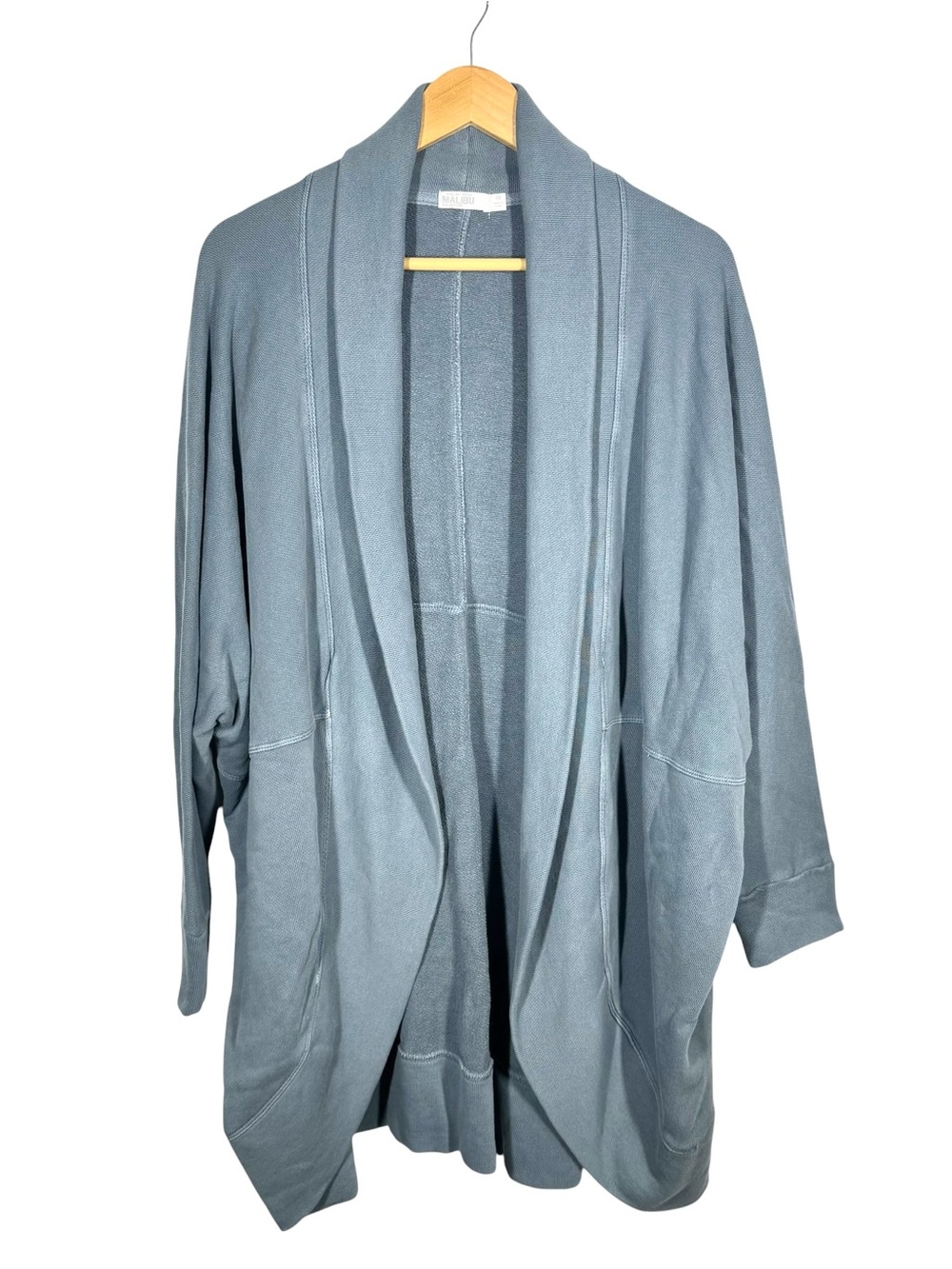Barefoot Dreams Malibu Brushed Terry Circle Cardigan Sweatshirt Lounge Blue 1X